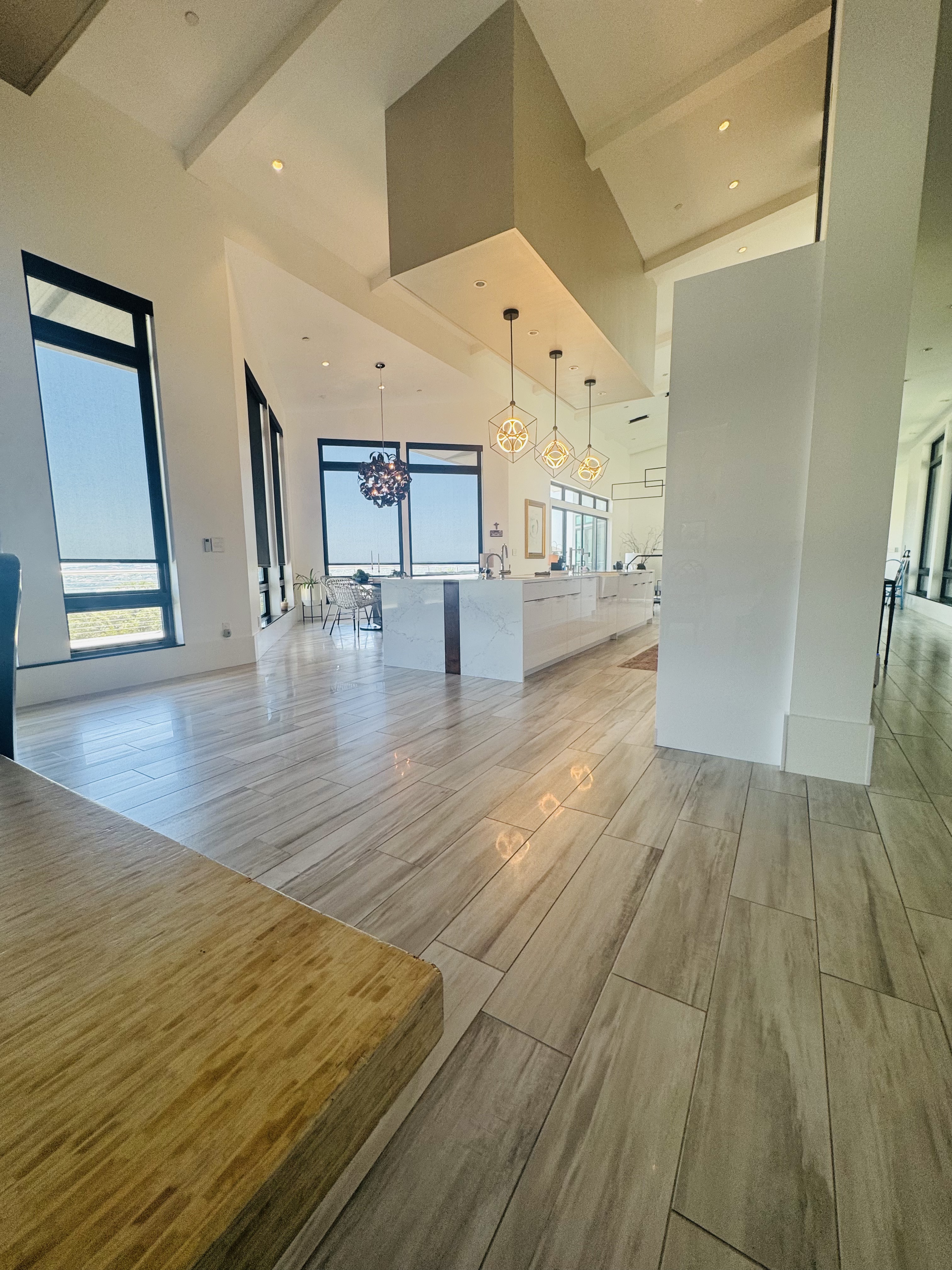 Cleaning professional working in a modern home